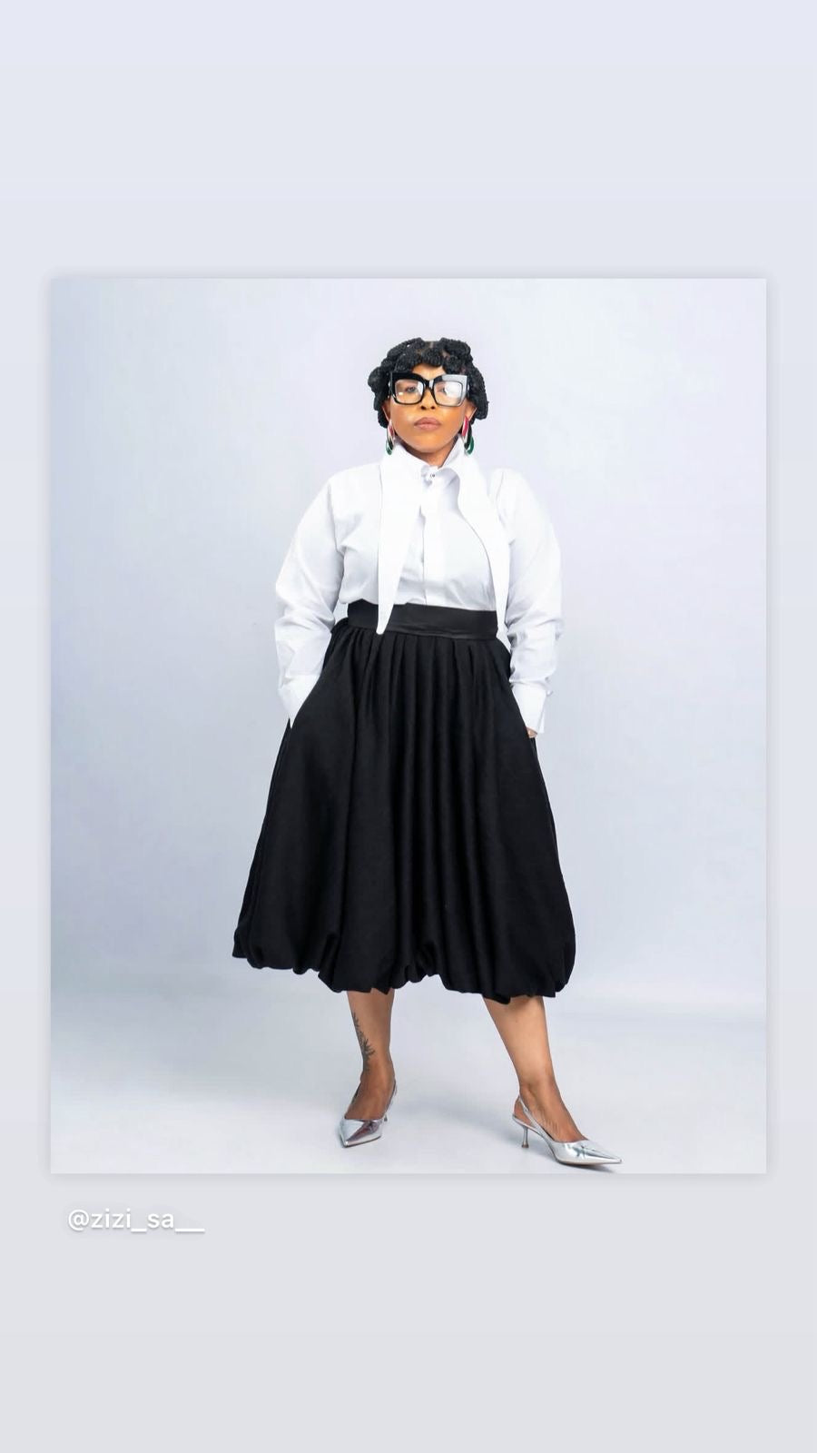 White shirt and black skirt
