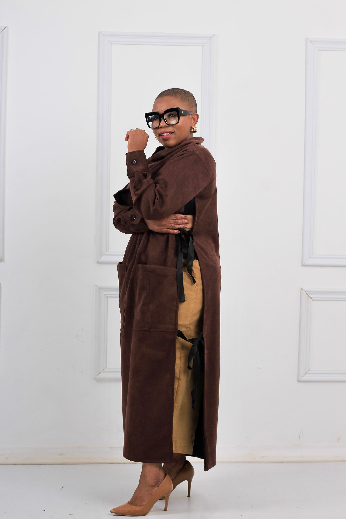 Suede shirt dress