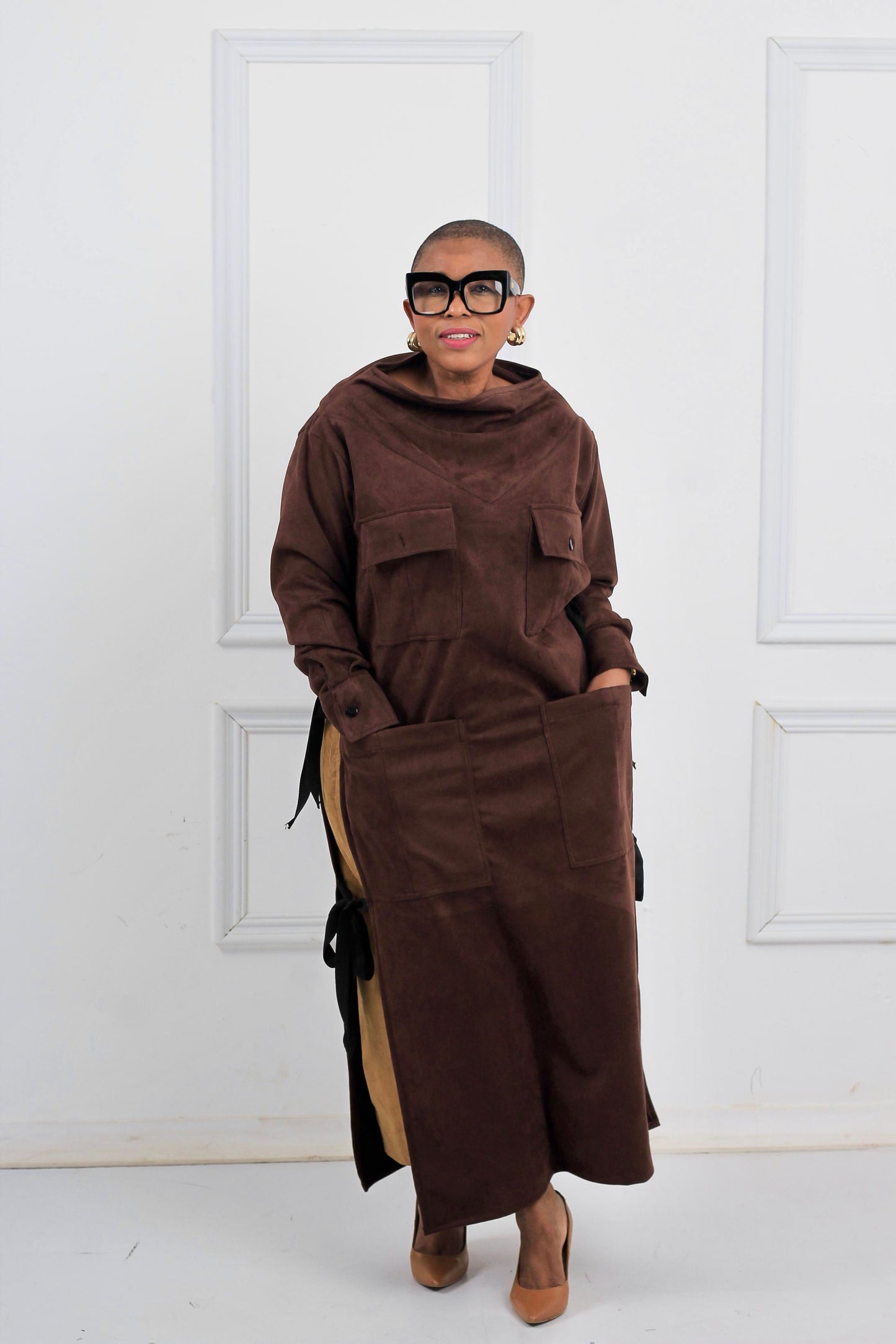 Suede shirt dress
