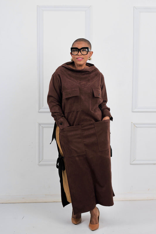 Suede shirt dress