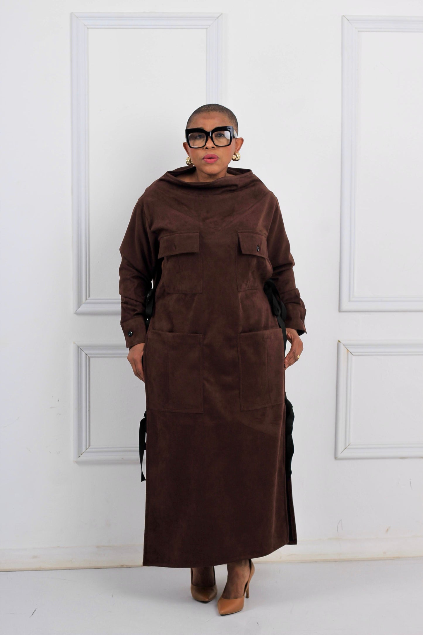 Suede shirt dress