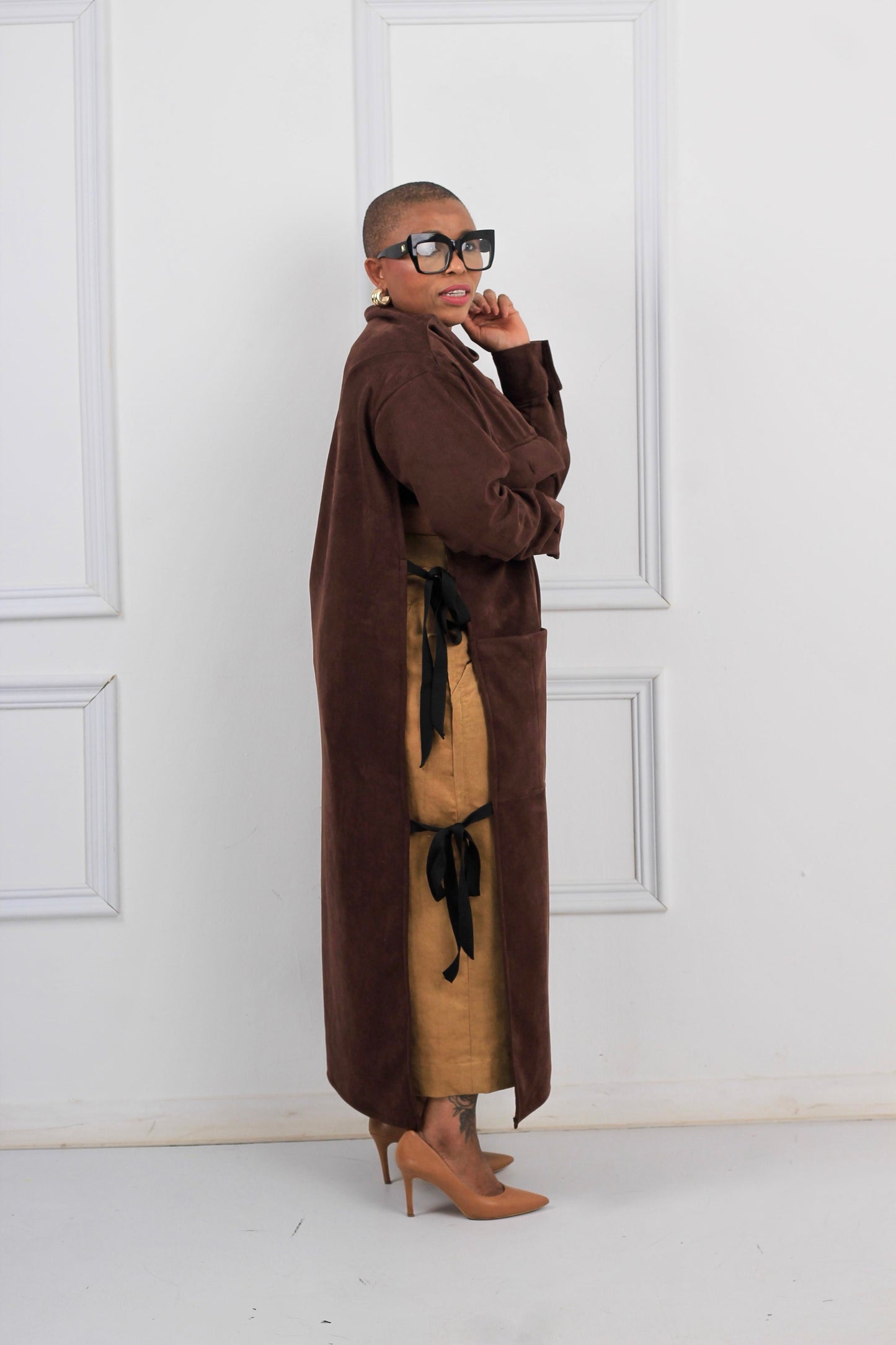 Suede shirt dress